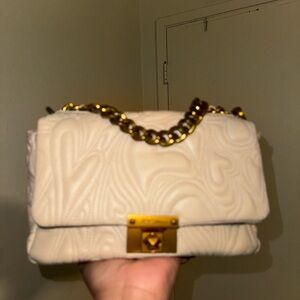 Betsey Johnson Cream Quilted Crossbody Bag